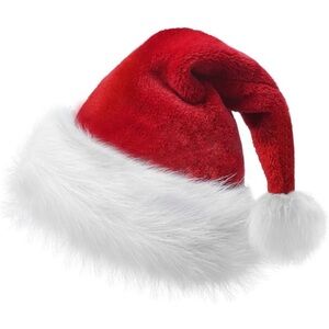 Women Red Velvet Extra Thicken Xmas Hat for New Year Festive Holiday Party